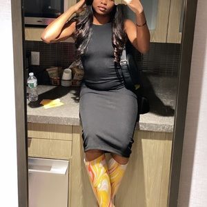 Black Midi Halter Dress